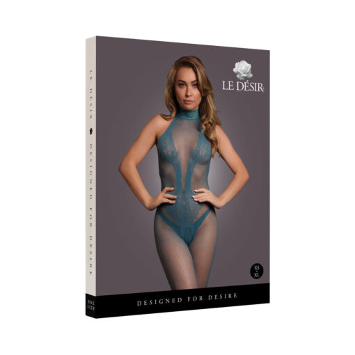 Le Desir Fishnet and Lace Bodystocking Ocean Deep O-S