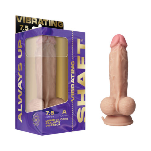 Shaft Vibrating Model A: 7.5 in. Dual Density Silicone Dildo Pine