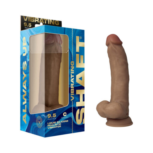 Shaft Vibrating Model C: 9.5 in. Dual Density Silicone Dildo Oak