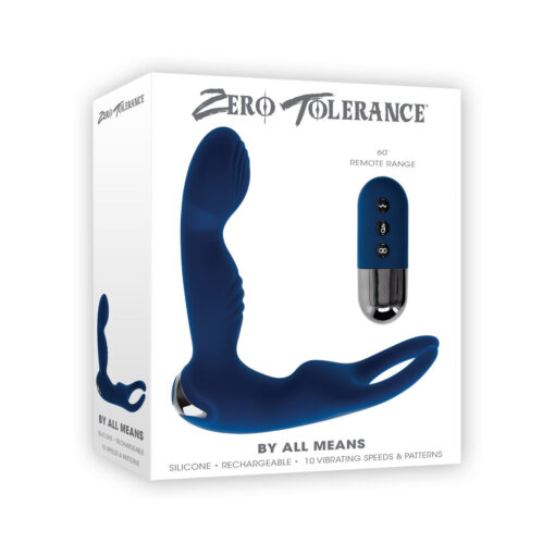 Zero Tolerance By All Means Rechargeable Prostate Vibrator with Remote Silicone Blue