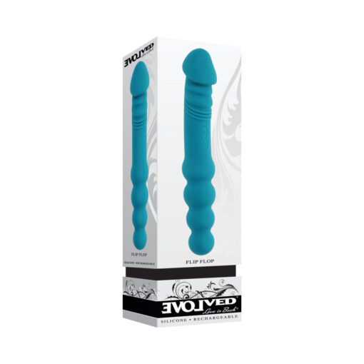 Evolved Flip Flop Rechargeable Silicone Dual-Ended Vibrator Teal