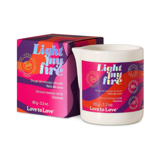 Love to Love Light My Fire Sensual Massage Candle Coconut 2.2 oz.