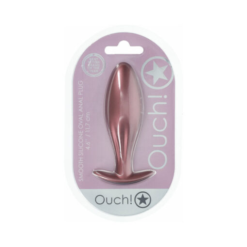 Ouch! Smooth Silicone Oval Anal Plug 4.6 in. Rose Gold