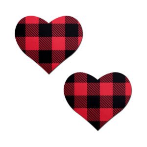 Pastease Buffalo Plaid Heart Pasties Red