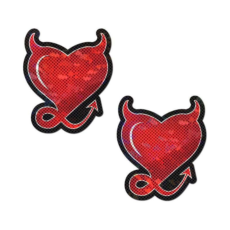 Pastease Glitter Devil Heart Pasties Red