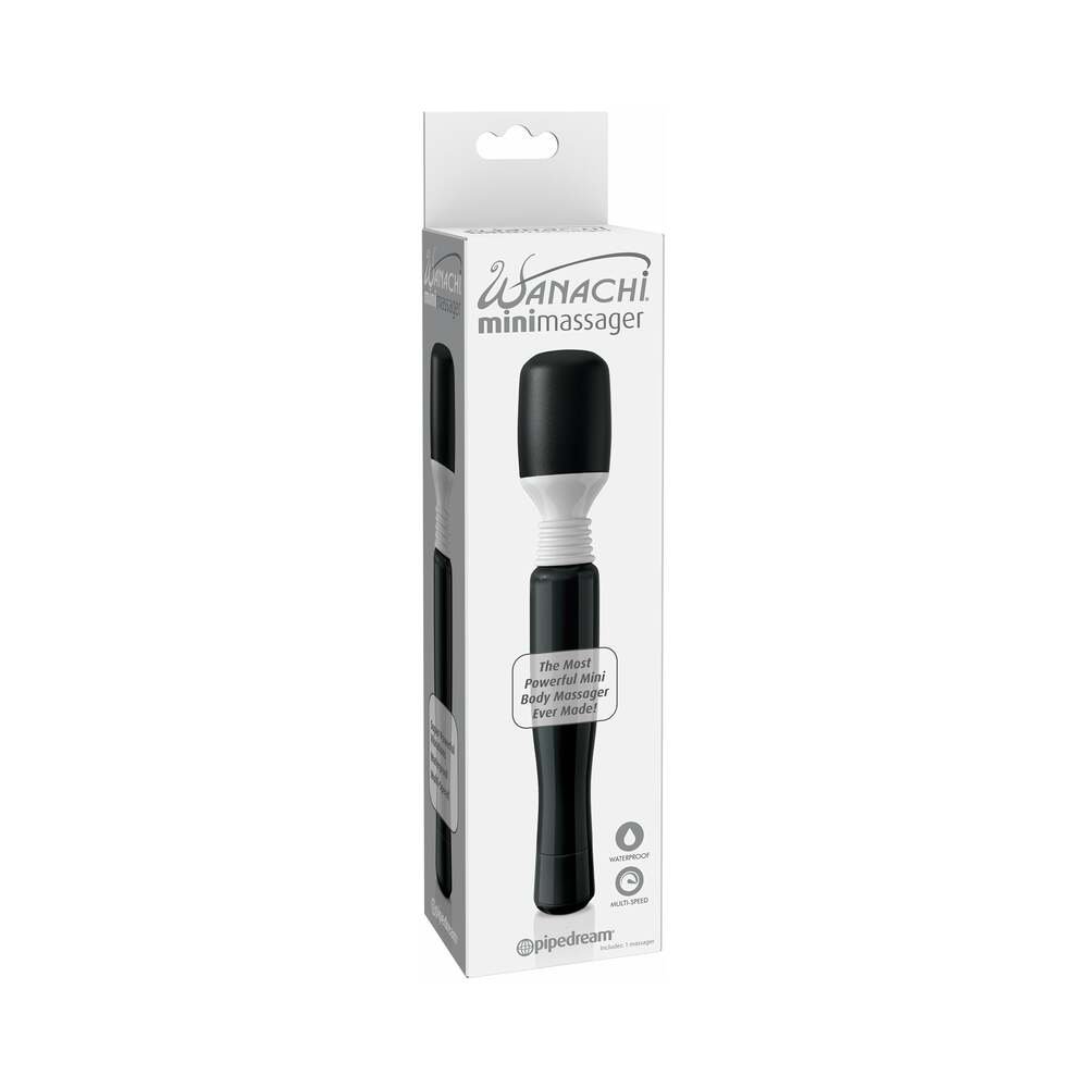 Mini Wanachi Waterproof Massager Flexible Silicone Wand Vibrator Black