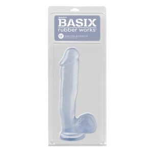 Basix Rubber Works 12 in. Dong With Balls & Suction Cup Clear