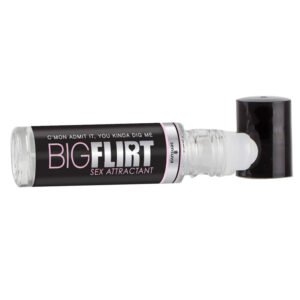 Sensuva Big Flirt clear roll-on bottle with black label and cap