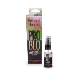Little Genie ProBlo cinnamon flavored clear liquid spray with box packaging