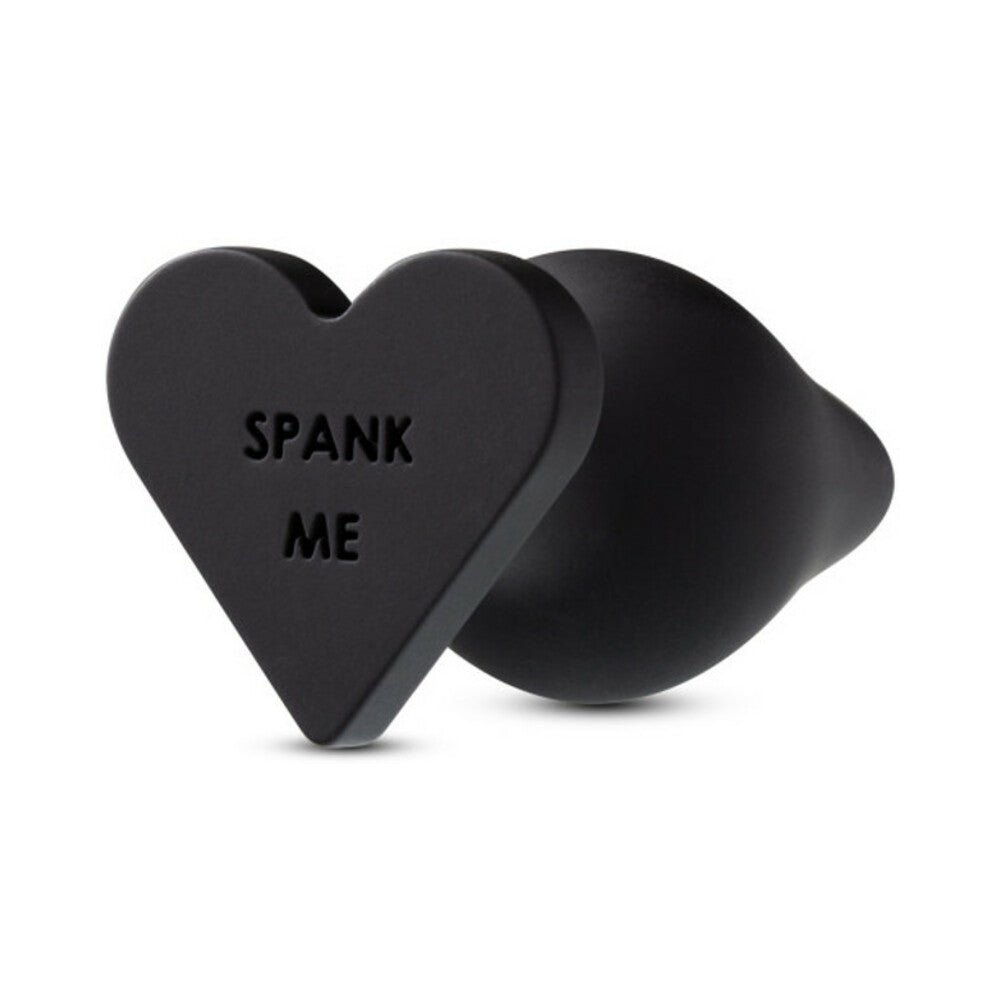 Temptasia ''Spank Me'' Silicone Anal Plug with Heart-Shaped Base Black - Image 3