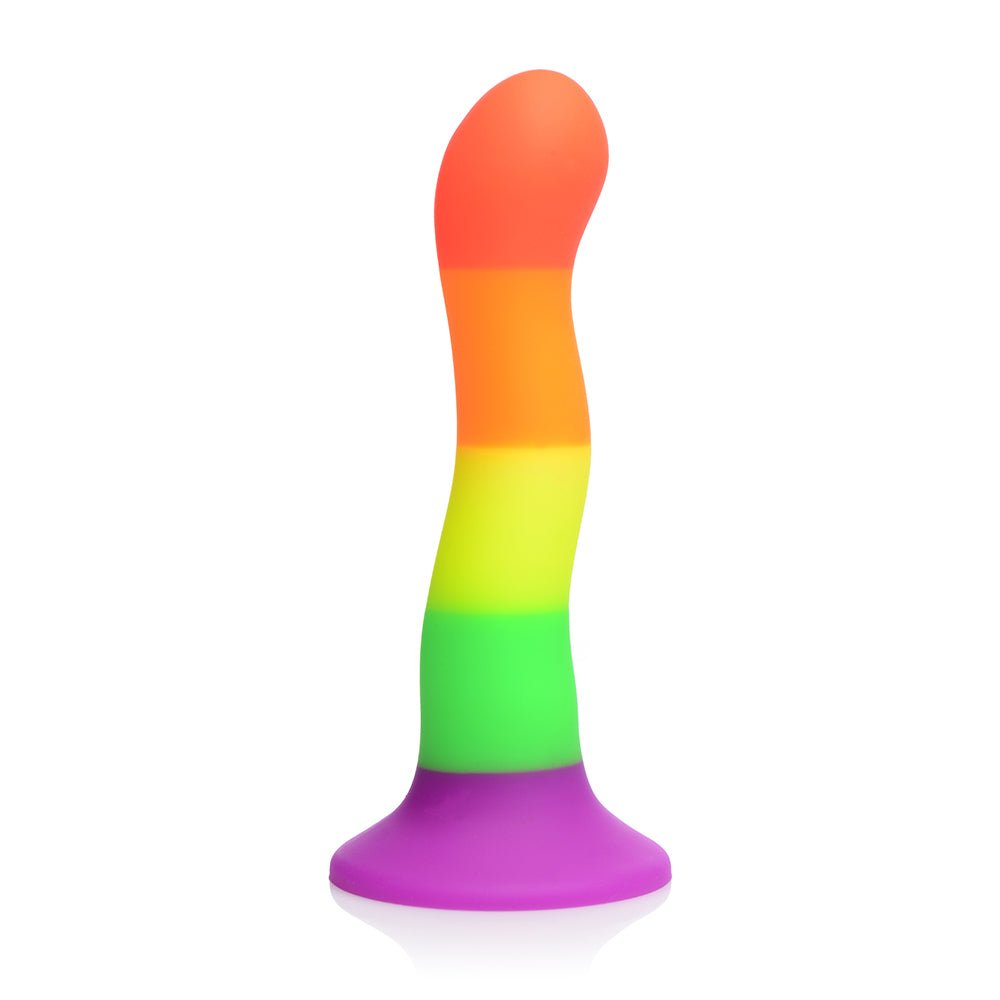Strap U Proud Rainbow Silicone Dildo with Harness - Image 3