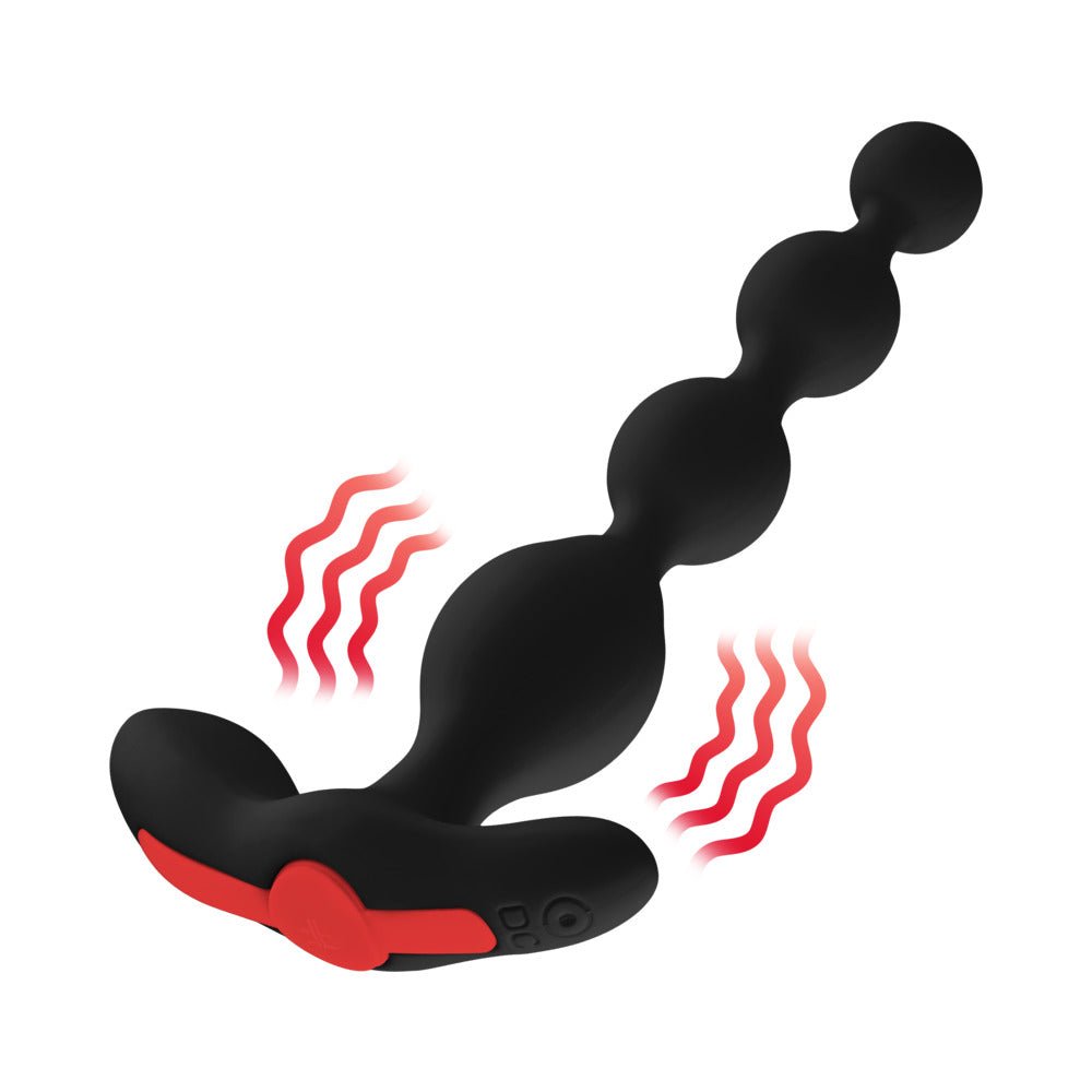 Forto Vibrating Anal Beads Rechargeable Silicone Plug Black - Image 2