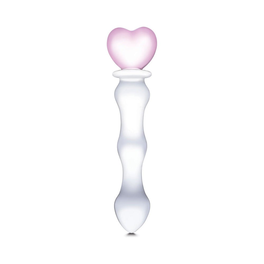 Glas 8 in. Sweetheart Glass Dildo with Pink Heart-Shaped Handle - Image 2