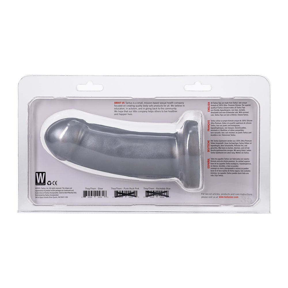 Tantus They/Them Super Soft Dildo Silver - Image 6