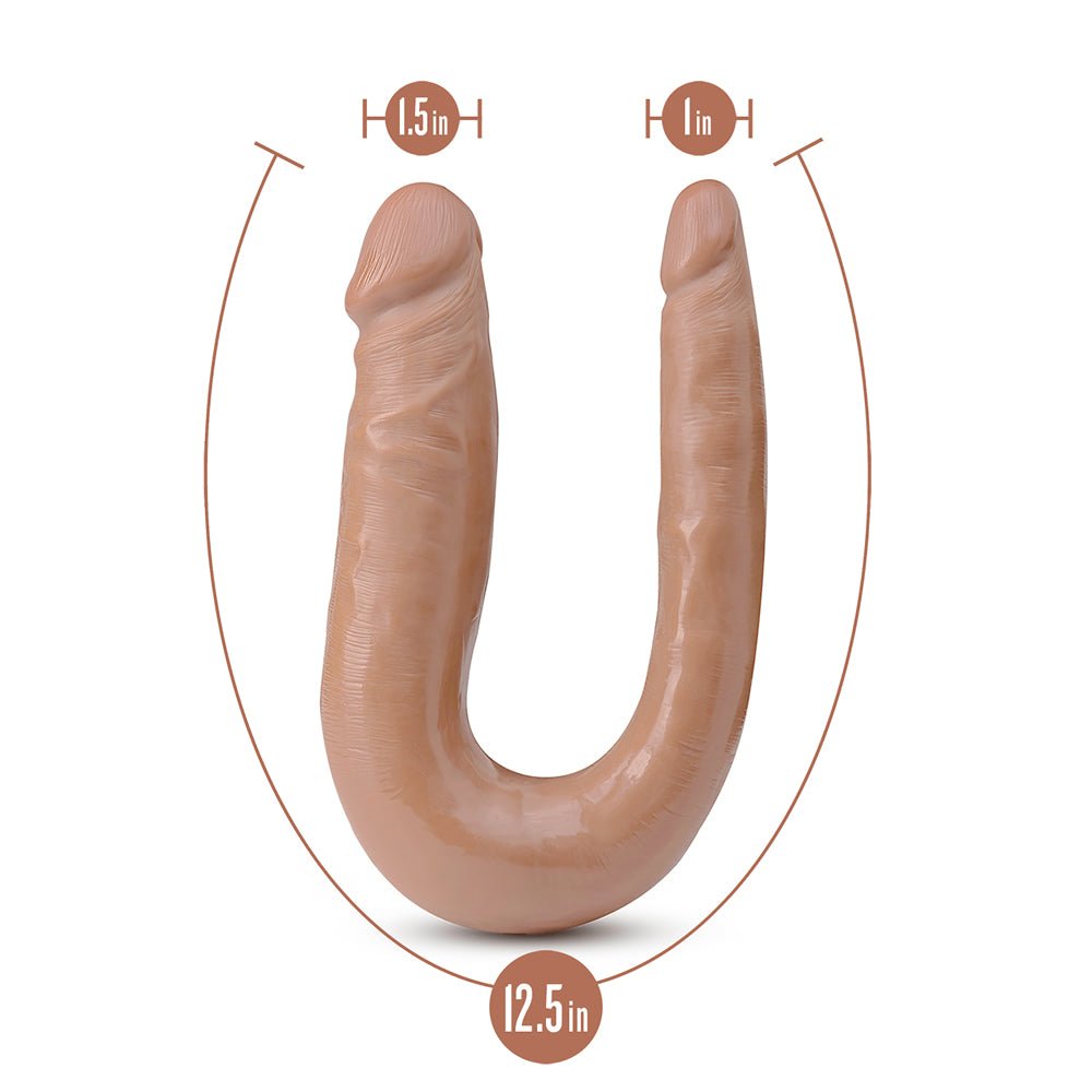 Dr. Skin Mini Double Dong Realistic 12 in. Dual-Ended Dildo Tan - Image 4