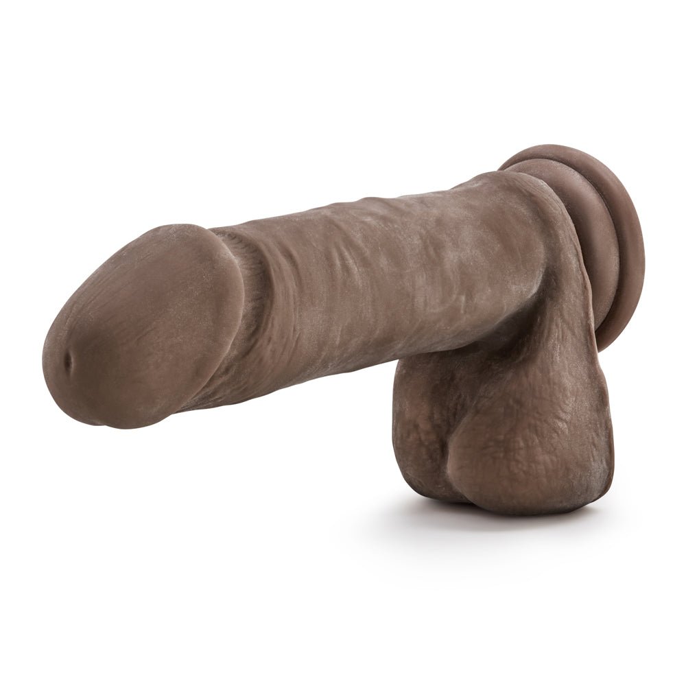 Dr. Skin Plus Thick 9 in. Triple Density Posable Dildo with Balls Brown - Image 4