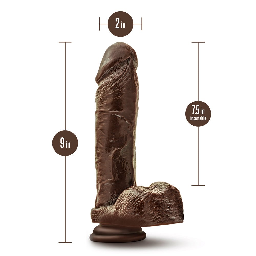 Dr. Skin Plus Thick 9 in. Triple Density Posable Dildo with Balls Brown - Image 6