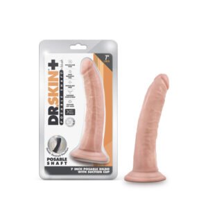 Dr. Skin Plus Realistic 7 in. Triple Density Posable Dildo Brown