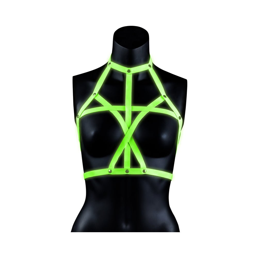 Ouch! Glow in the Dark Bra Harness Neon Green S/M - Image 2