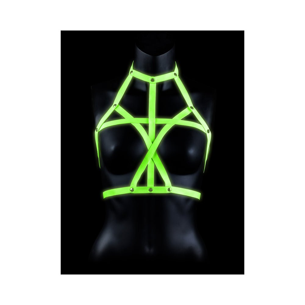 Ouch! Glow in the Dark Bra Harness Neon Green S/M - Image 3