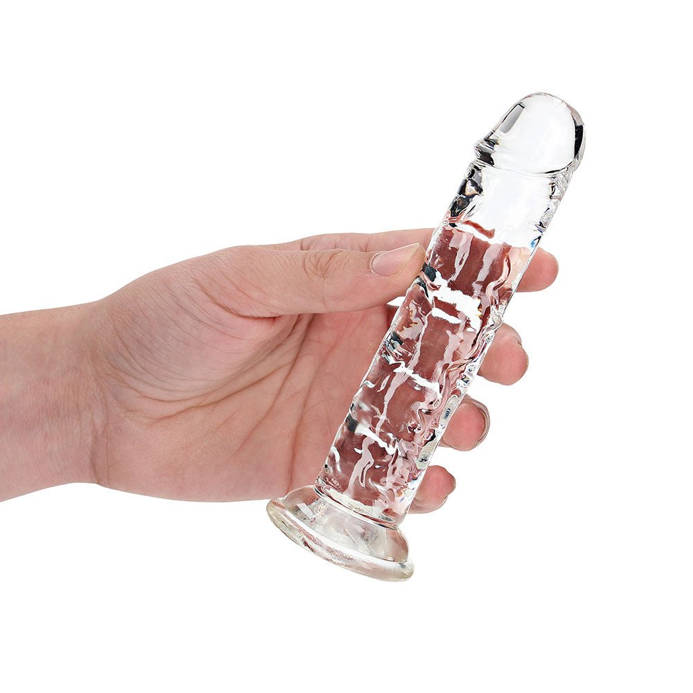 RealRock Crystal Clear Straight 6 in. Dildo Without Balls Clear - Image 6