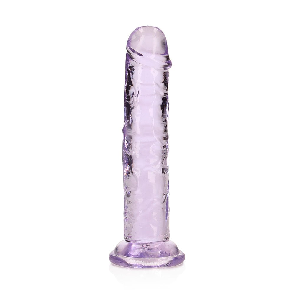 RealRock Crystal Clear Straight 6 in. Dildo Without Balls Purple - Image 2