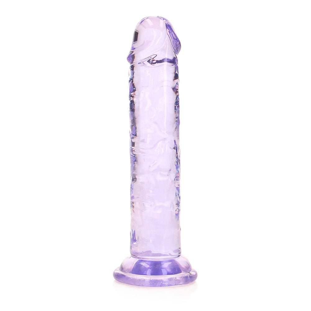 RealRock Crystal Clear Straight 6 in. Dildo Without Balls Purple - Image 4