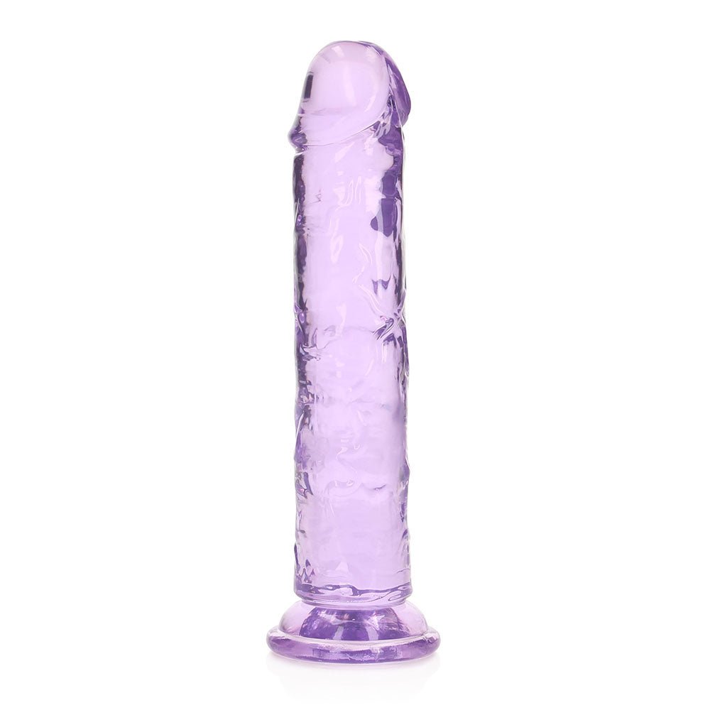RealRock Crystal Clear Straight 7 in. Dildo Without Balls Purple - Image 2