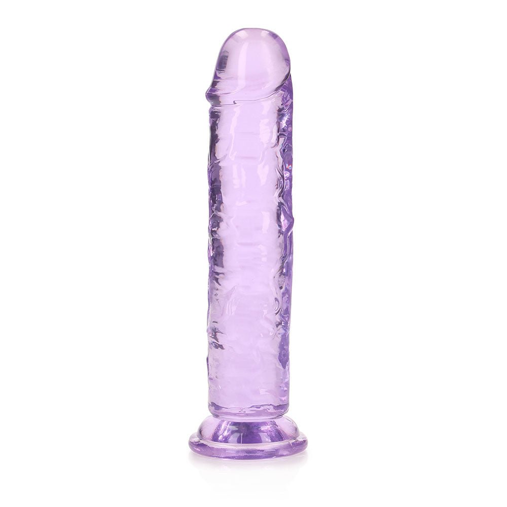 RealRock Crystal Clear Straight 7 in. Dildo Without Balls Purple - Image 3