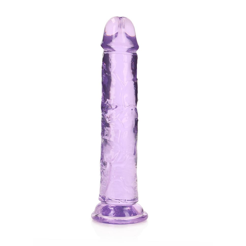 RealRock Crystal Clear Straight 7 in. Dildo Without Balls Purple - Image 4