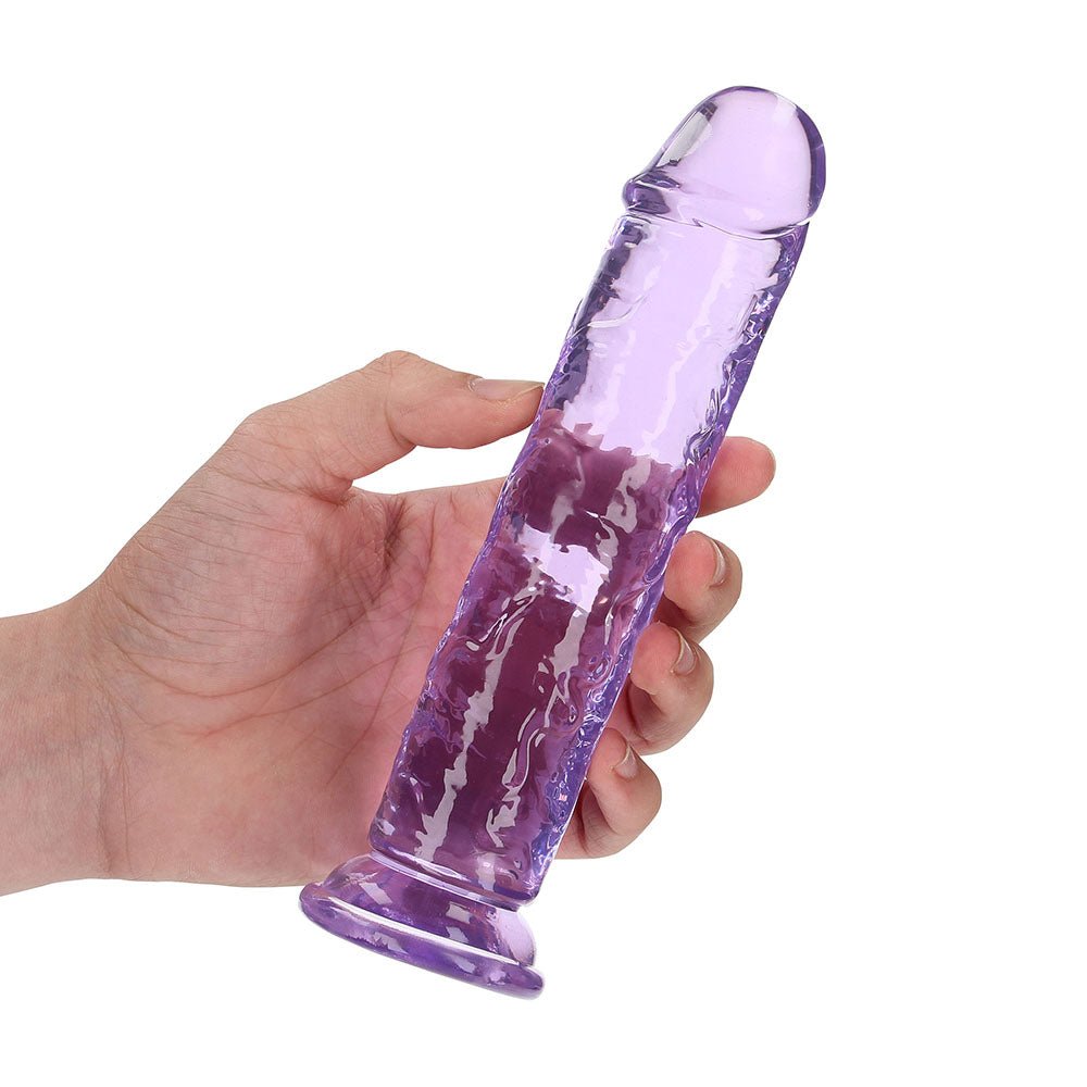 RealRock Crystal Clear Straight 7 in. Dildo Without Balls Purple - Image 6