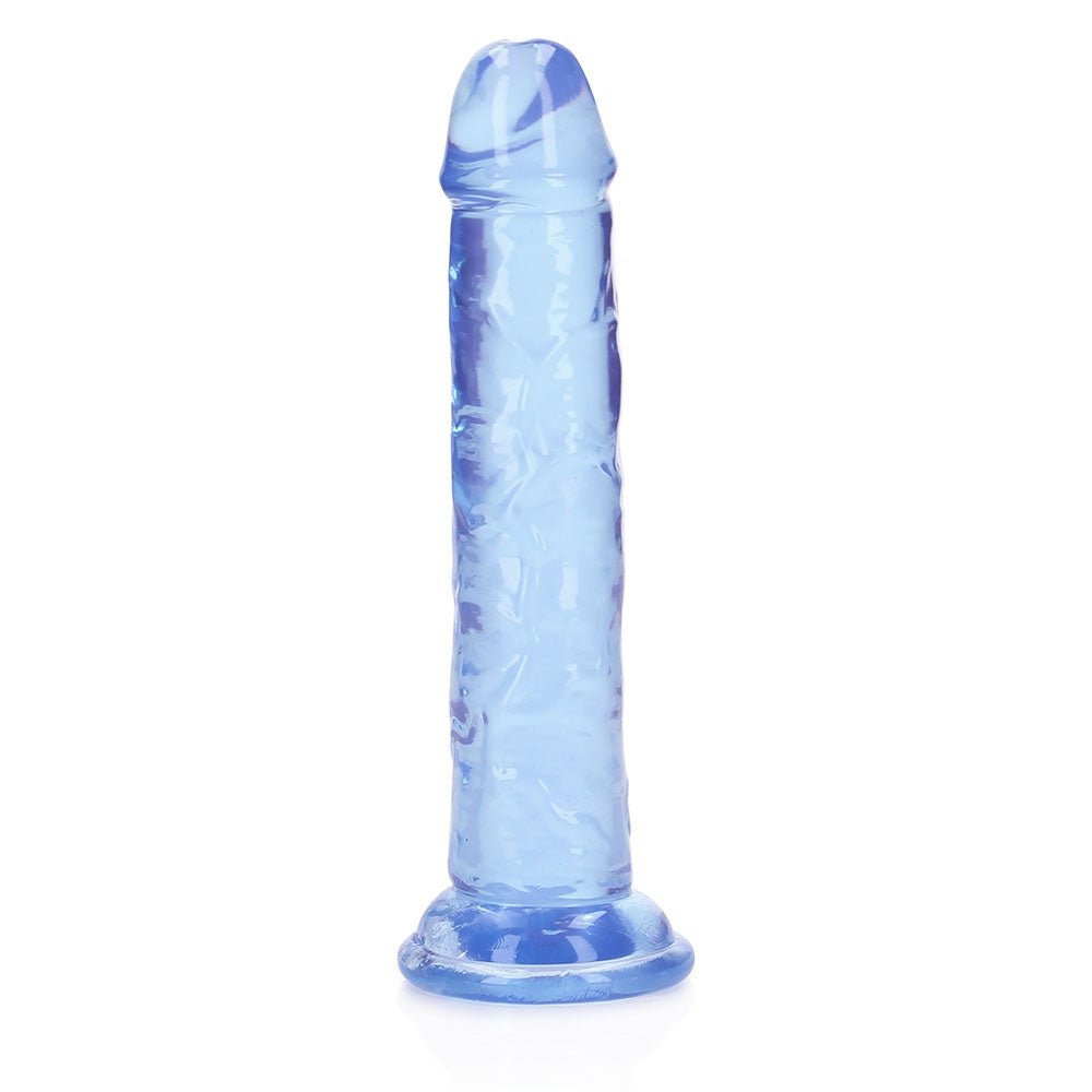 RealRock Crystal Clear Straight 6 in. Dildo Without Balls Blue - Image 2