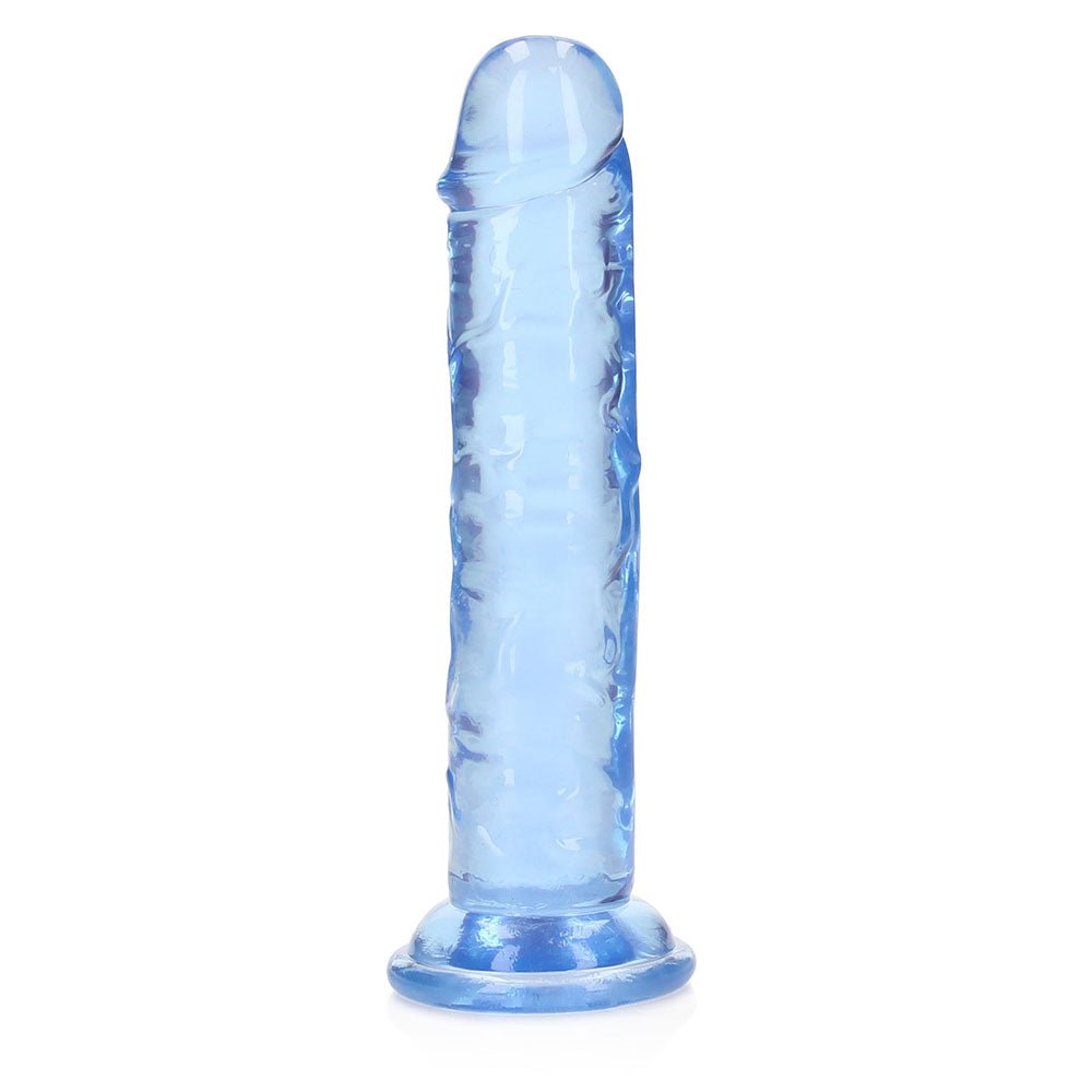 RealRock Crystal Clear Straight 6 in. Dildo Without Balls Blue - Image 3