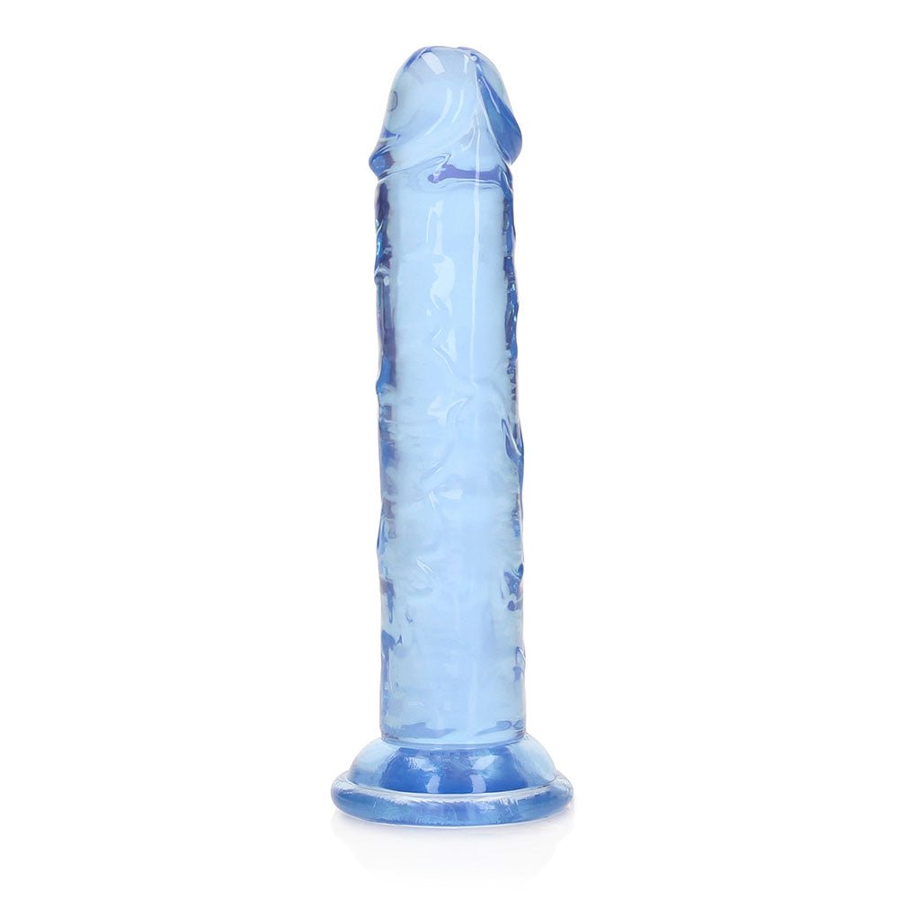 RealRock Crystal Clear Straight 6 in. Dildo Without Balls Blue - Image 4