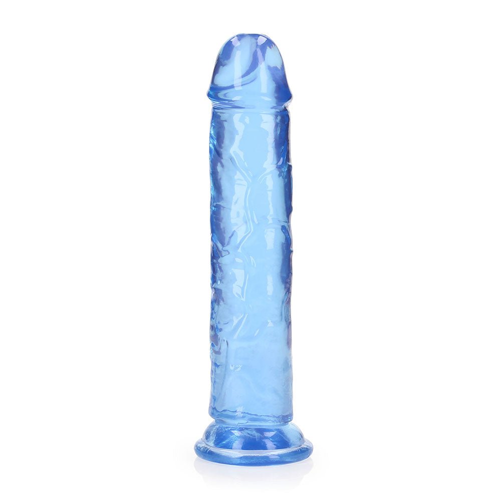 RealRock Crystal Clear Straight 8 in. Dildo Without Balls Blue - Image 2