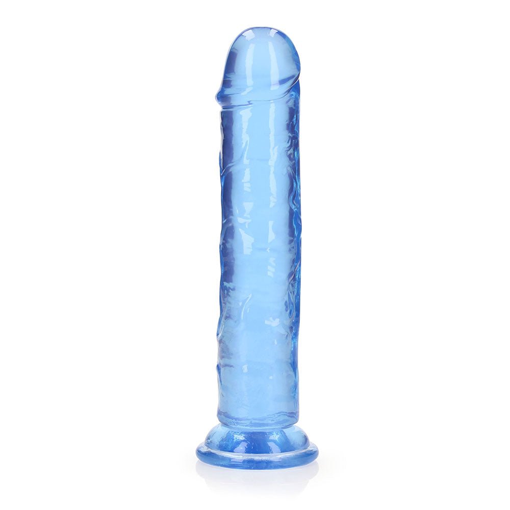 RealRock Crystal Clear Straight 8 in. Dildo Without Balls Blue - Image 3
