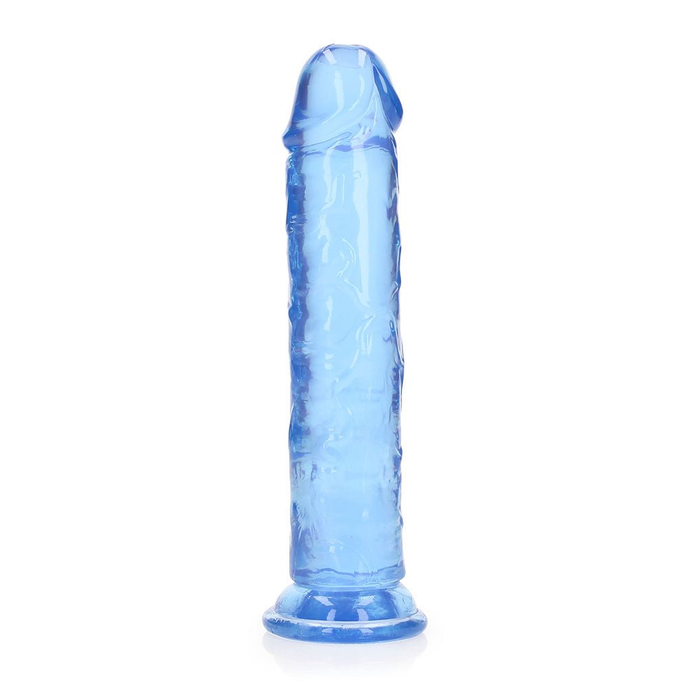 RealRock Crystal Clear Straight 8 in. Dildo Without Balls Blue - Image 4
