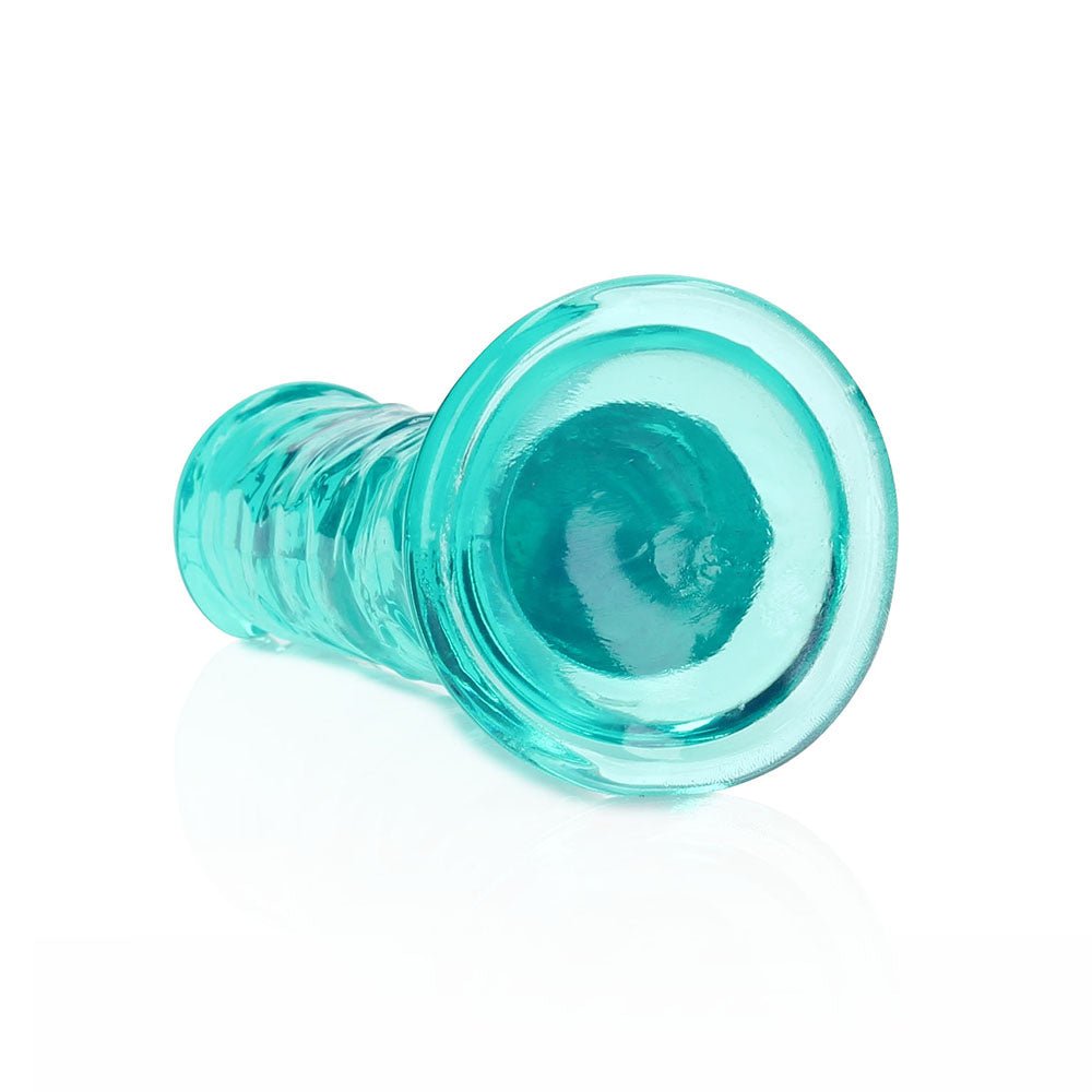 RealRock Crystal Clear Straight 6 in. Dildo Without Balls Turquoise - Image 5