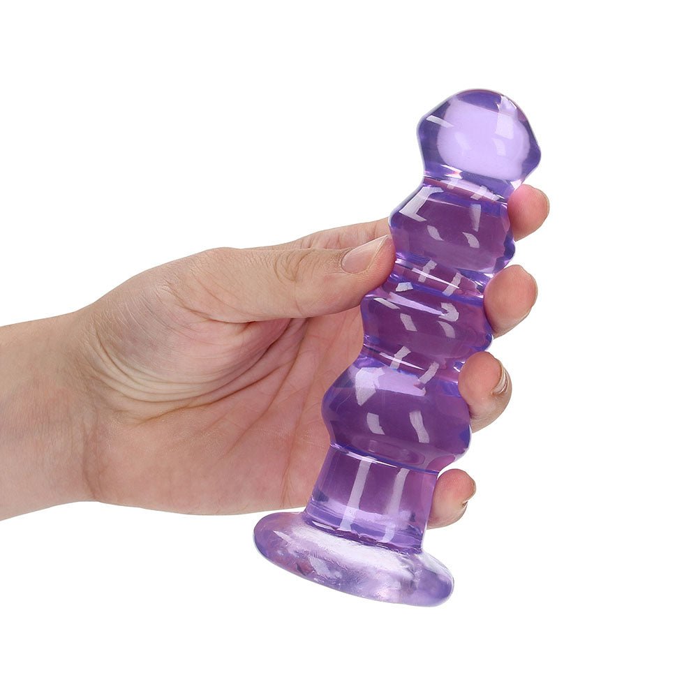 RealRock Crystal Clear Curvy 5.5 in. Dildo/Plug Purple - Image 4