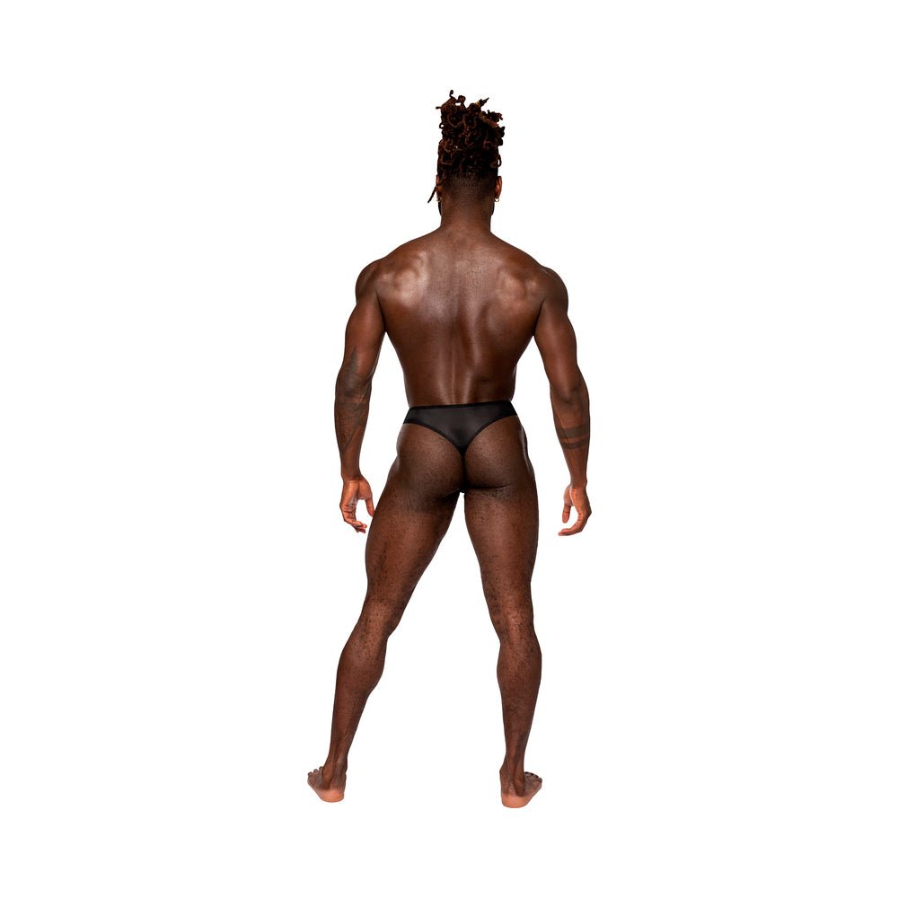 Male Power Sassy Lace Open Ring Thong Black S/M - Image 2