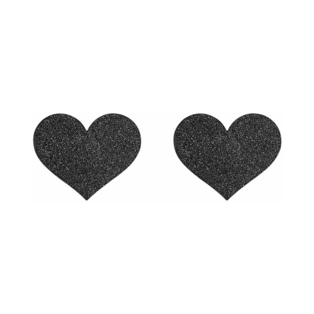 Bijoux Indiscrets Flash Reusable Glitter Pasties Heart Black - Image 2