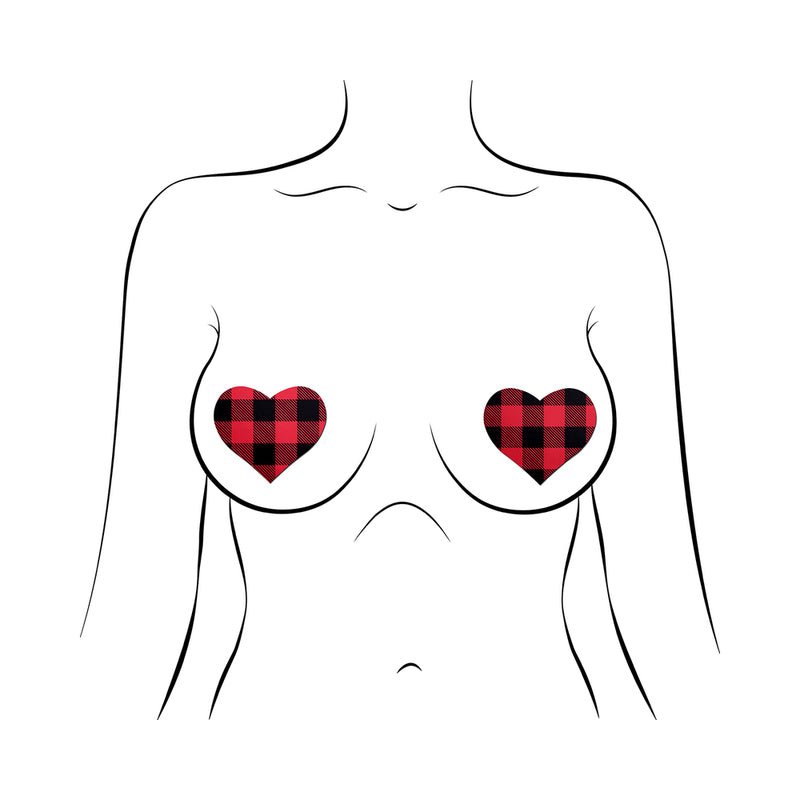 Pastease Buffalo Plaid Heart Pasties Red - Image 2