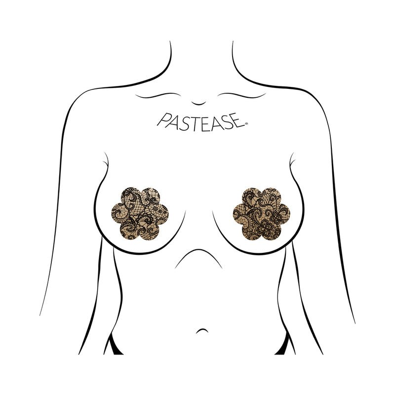 Pastease Lace Flower Pasties Beige/Black - Image 2