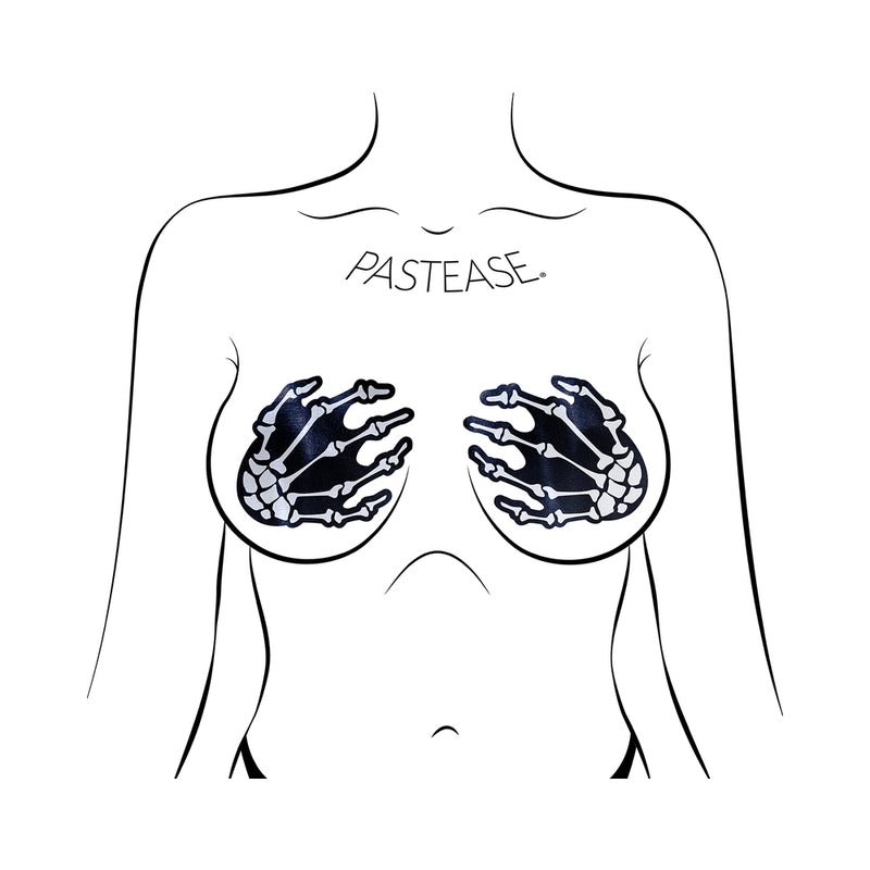 Pastease Skeleton Hands Pasties Black - Image 2