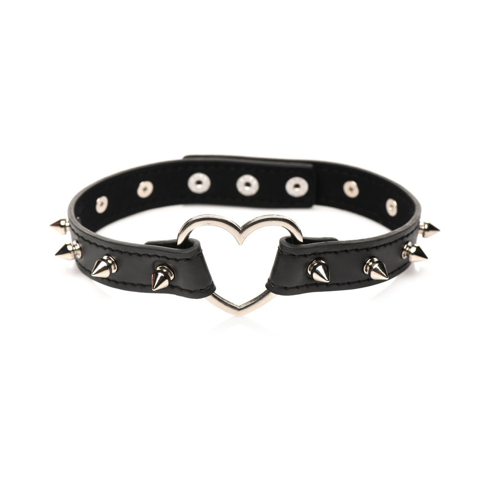 Master Series Spiked Heart Choker Black - Image 3