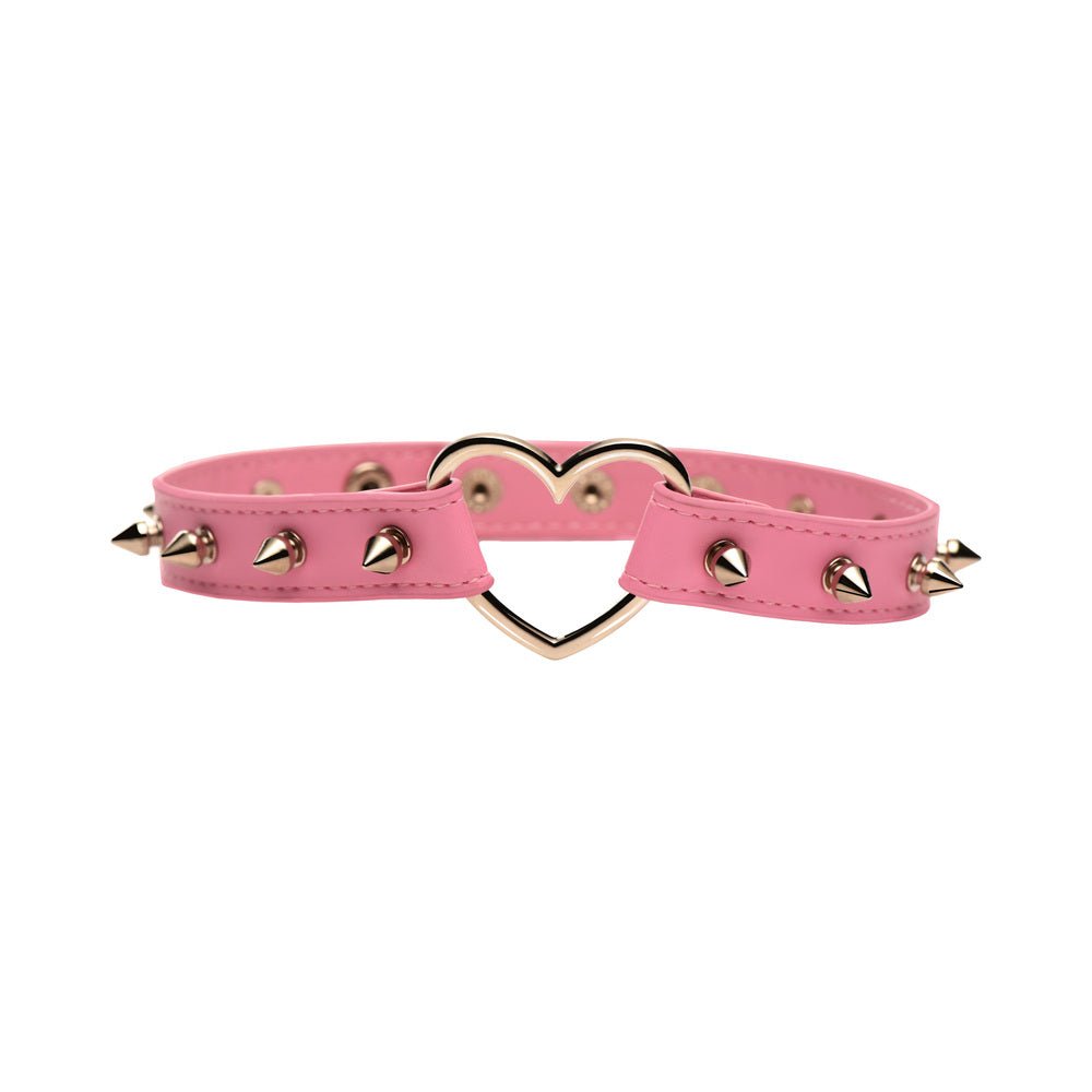 Master Series Spiked Heart Choker Pink - Image 3