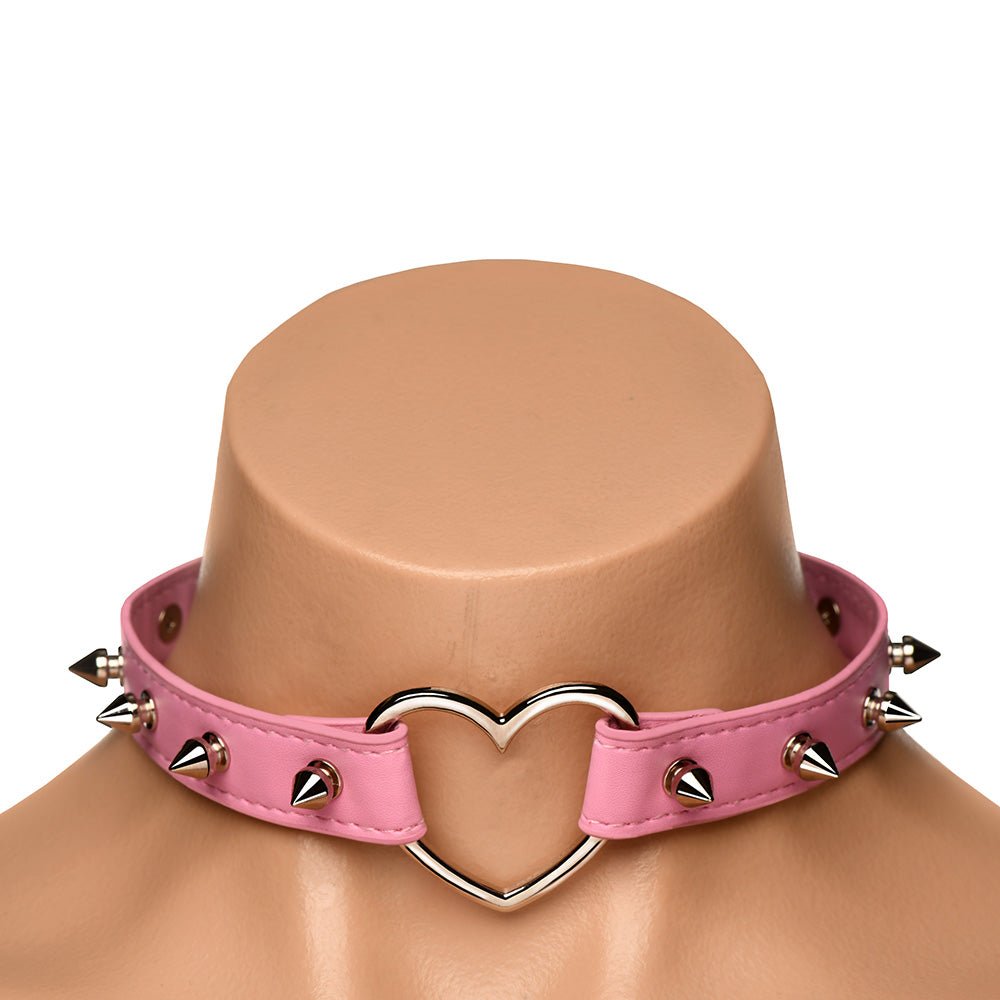 Master Series Spiked Heart Choker Pink - Image 5