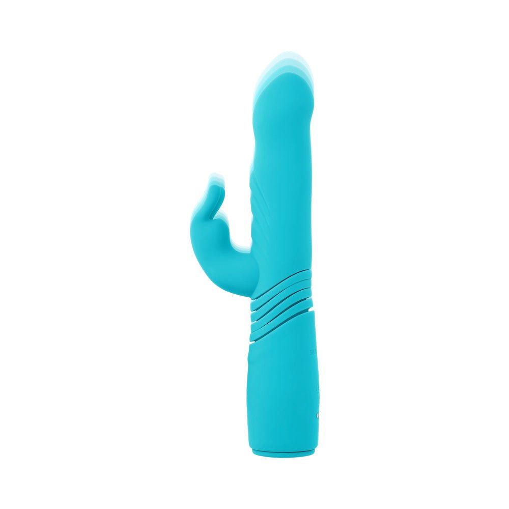 Evolved Bunny Hop Rechargeable Silicone Thrusting Rabbit Vibrator Teal - Image 4