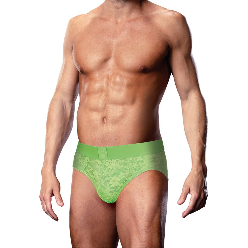 Prowler Lace Open Back Brief Neon Green M - Image 2