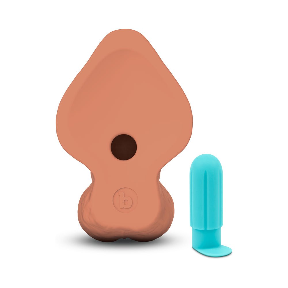 b-Vibe Slipskin Realistic Silicone Dildo 10 in. Curved Mocha - Image 6